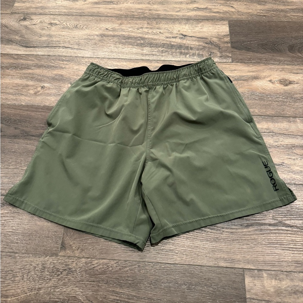 Men’s Rouge black op shorts 6” inseam linerless athletic shorts/olive green XL